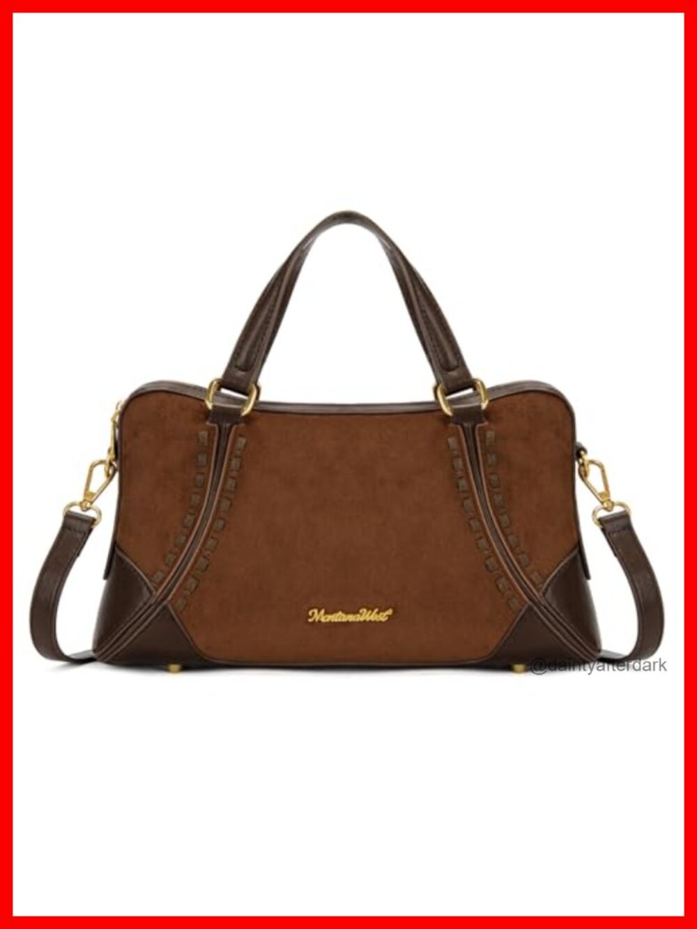 Faux Suede Satchel Crossbody Bag Top Handle Adjustable Strap
